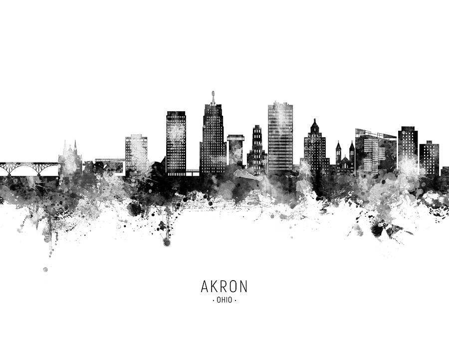 Akron Ohio Skyline #15 Digital Art by Michael Tompsett