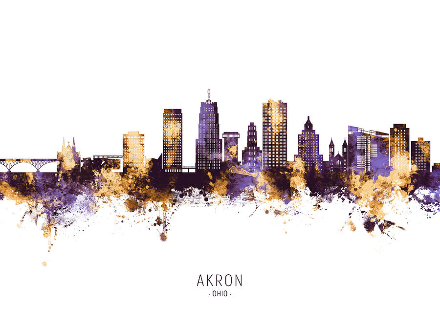 Akron Ohio Skyline #16 Digital Art by Michael Tompsett