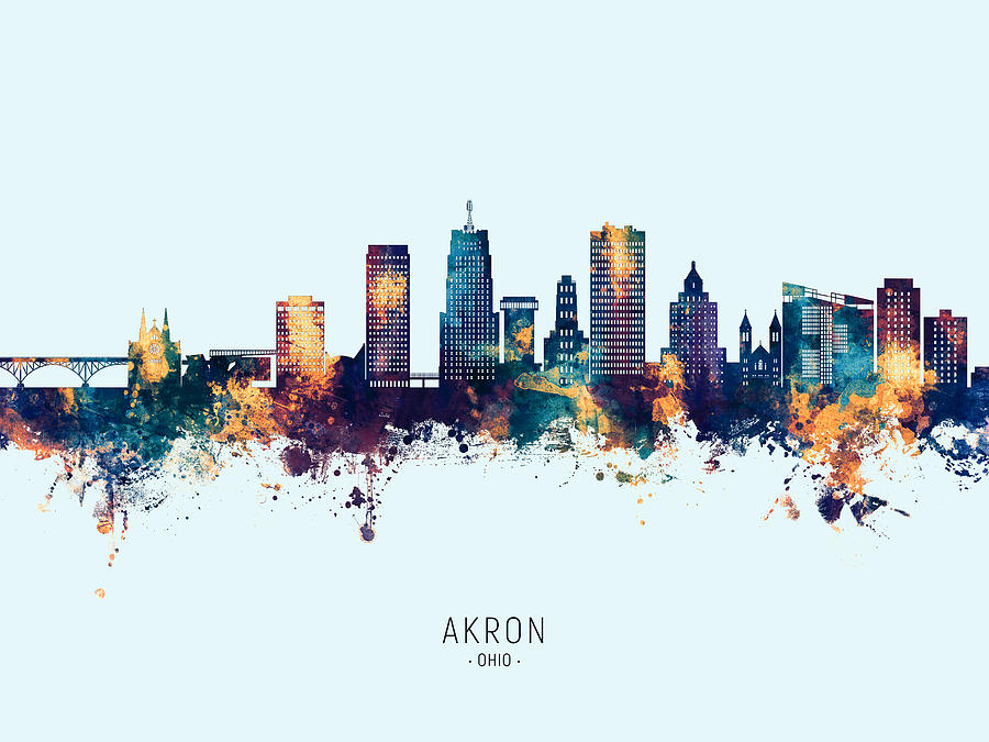 Akron Ohio Skyline #17 Digital Art by Michael Tompsett