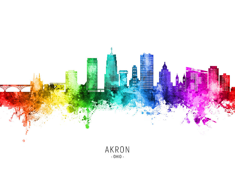 Akron Ohio Skyline #18 Digital Art by Michael Tompsett