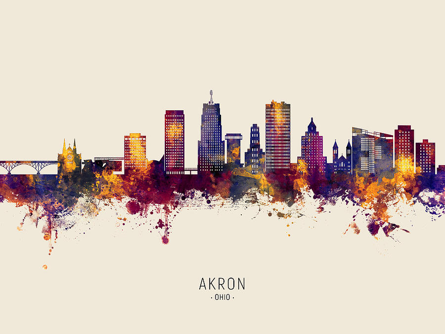 Akron Ohio Skyline #19 Digital Art by Michael Tompsett