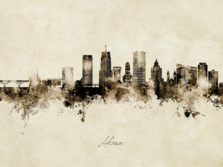 Akron Ohio Skyline #20 Digital Art by Michael Tompsett