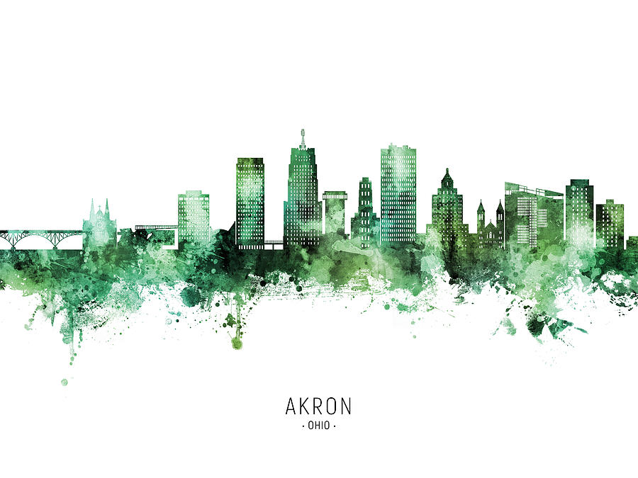 Akron Ohio Skyline #21 Digital Art by Michael Tompsett