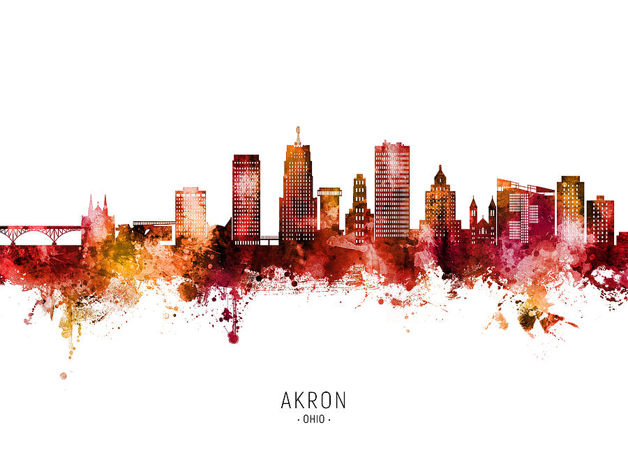 Akron Ohio Skyline #24 Digital Art by Michael Tompsett