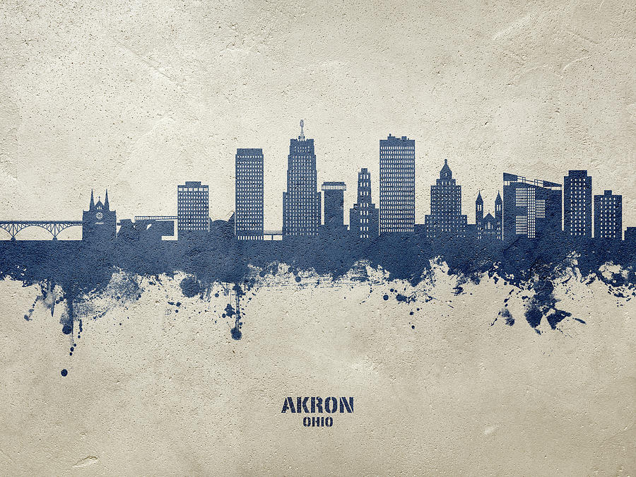Akron Ohio Skyline #25 Digital Art by Michael Tompsett