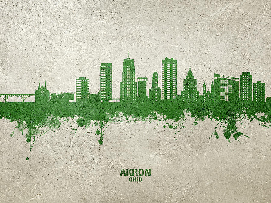 Akron Ohio Skyline #26 Digital Art by Michael Tompsett