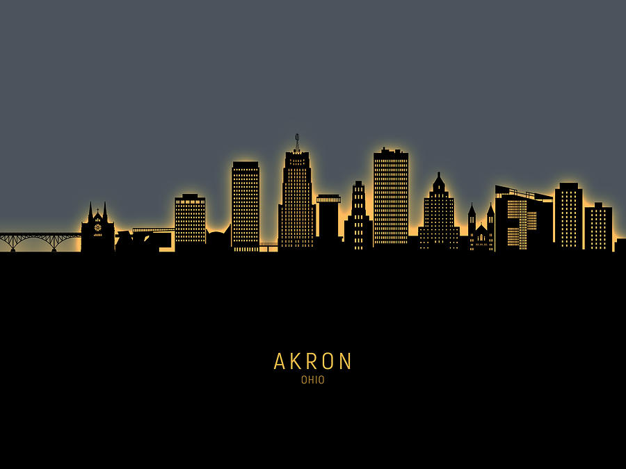 Akron Ohio Skyline #27 Digital Art by Michael Tompsett
