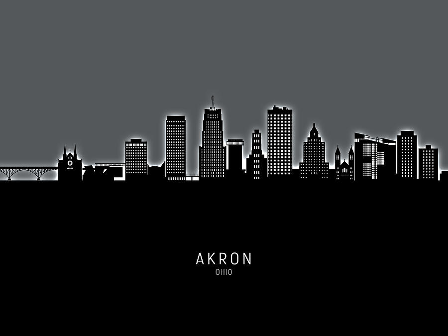 Akron Ohio Skyline #28 Digital Art by Michael Tompsett