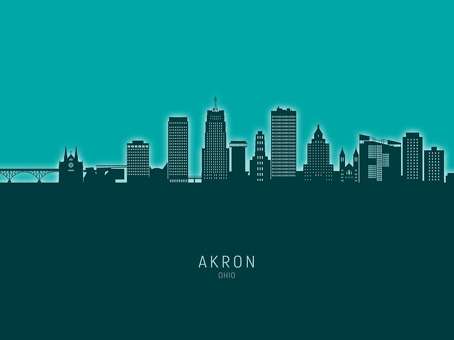 Akron Ohio Skyline #29 Digital Art by Michael Tompsett