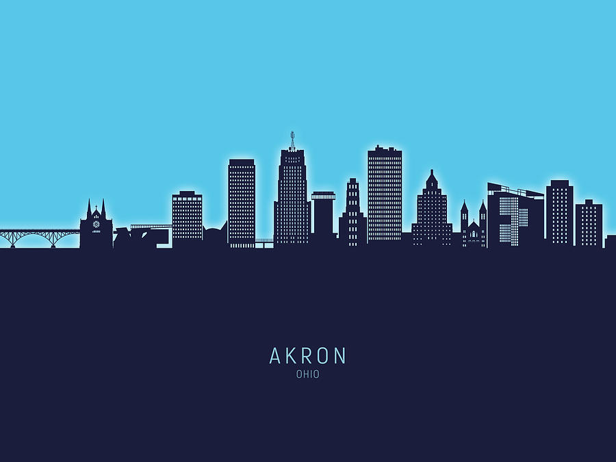 Akron Ohio Skyline #30 Digital Art by Michael Tompsett