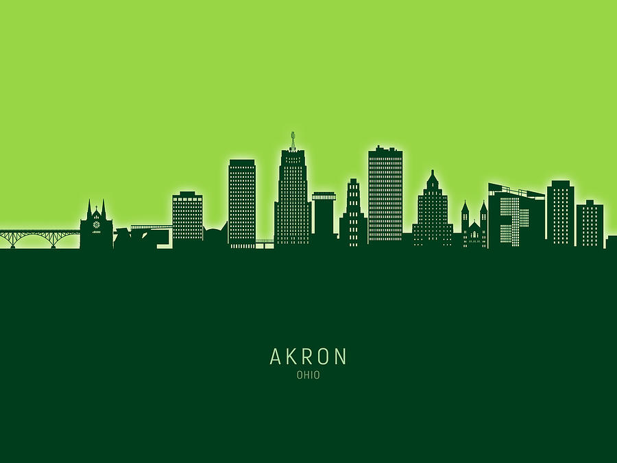 Akron Ohio Skyline #31 Digital Art by Michael Tompsett