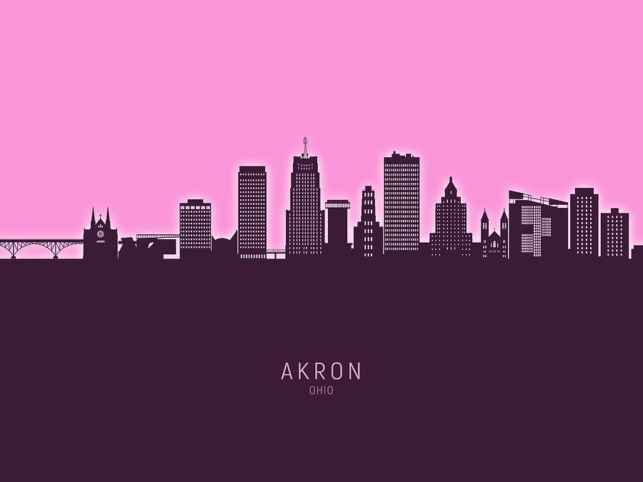 Akron Ohio Skyline #32 Digital Art by Michael Tompsett