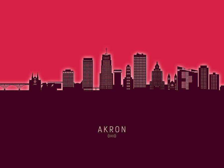 Akron Ohio Skyline #33 Digital Art by Michael Tompsett