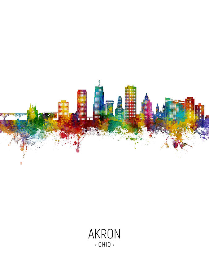 Akron Ohio Skyline #36 Digital Art by Michael Tompsett