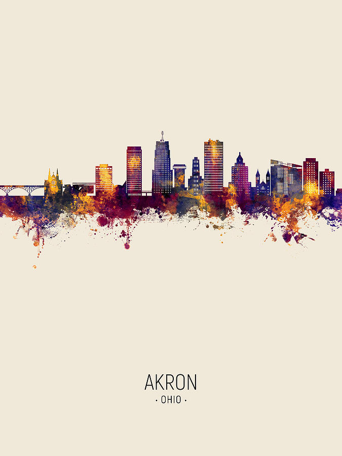 Akron Ohio Skyline #37 Digital Art by Michael Tompsett