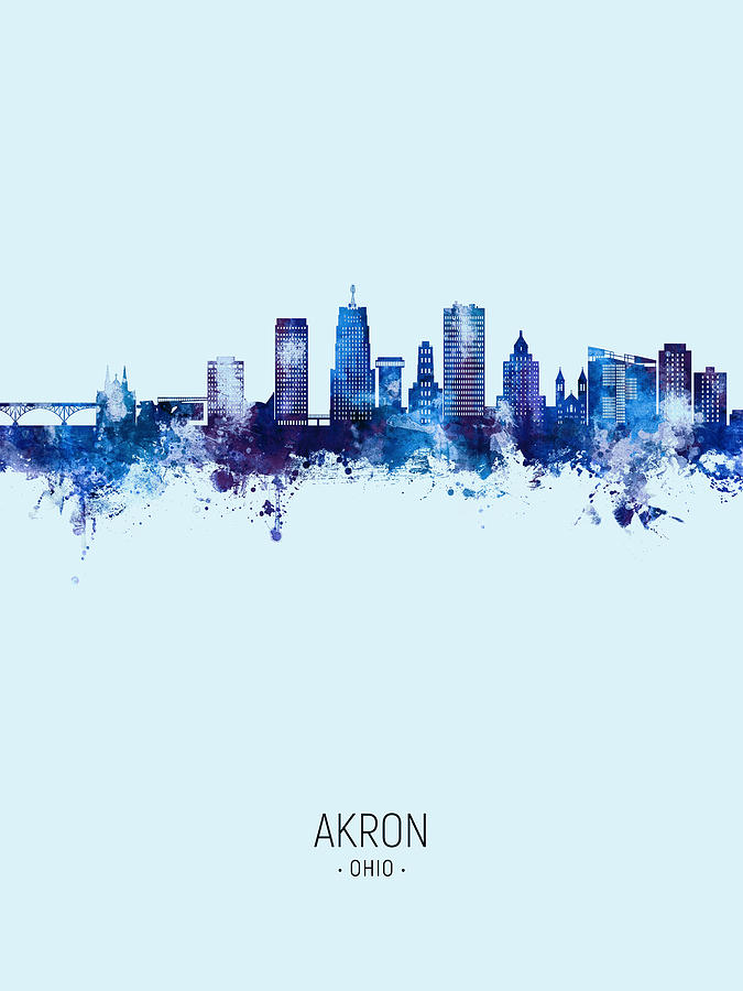 Akron Ohio Skyline #38 Digital Art by Michael Tompsett