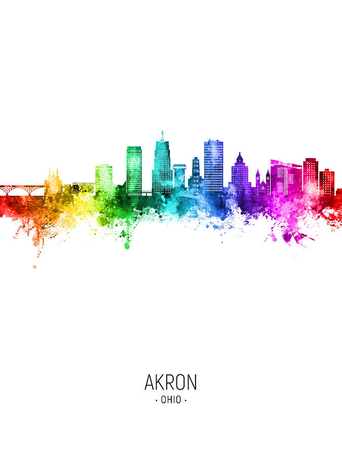 Akron Ohio Skyline #39 Digital Art by Michael Tompsett