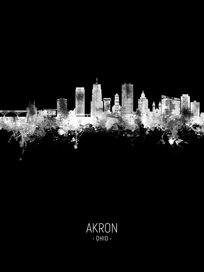 Akron Ohio Skyline #41 Digital Art by Michael Tompsett