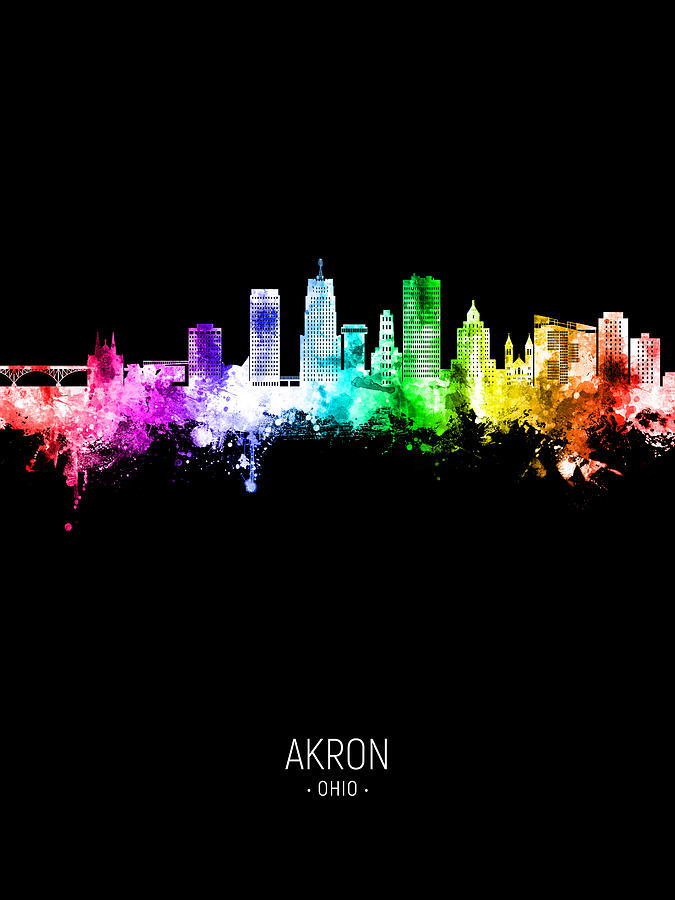Akron Ohio Skyline #42 Digital Art by Michael Tompsett