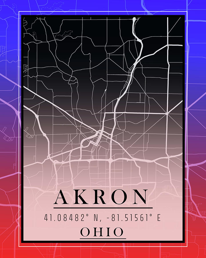 Akron Ohio Street Map Digital Art by Dan Sproul