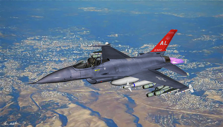 AL ANG F-16 Red Tail - Art Digital Art by Tommy Anderson