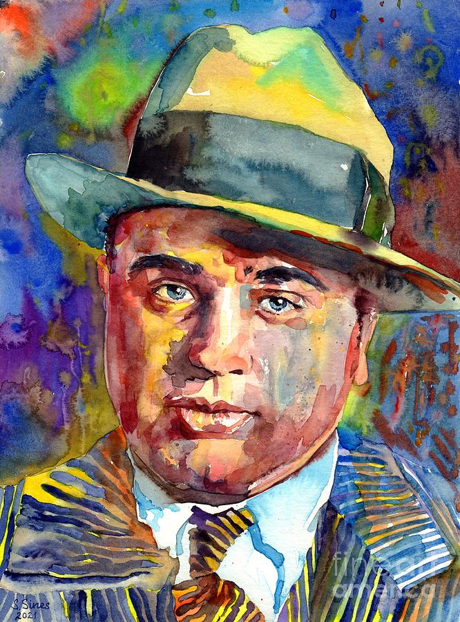 Scarface Painting - Al Capone Portrait by Suzann Sines