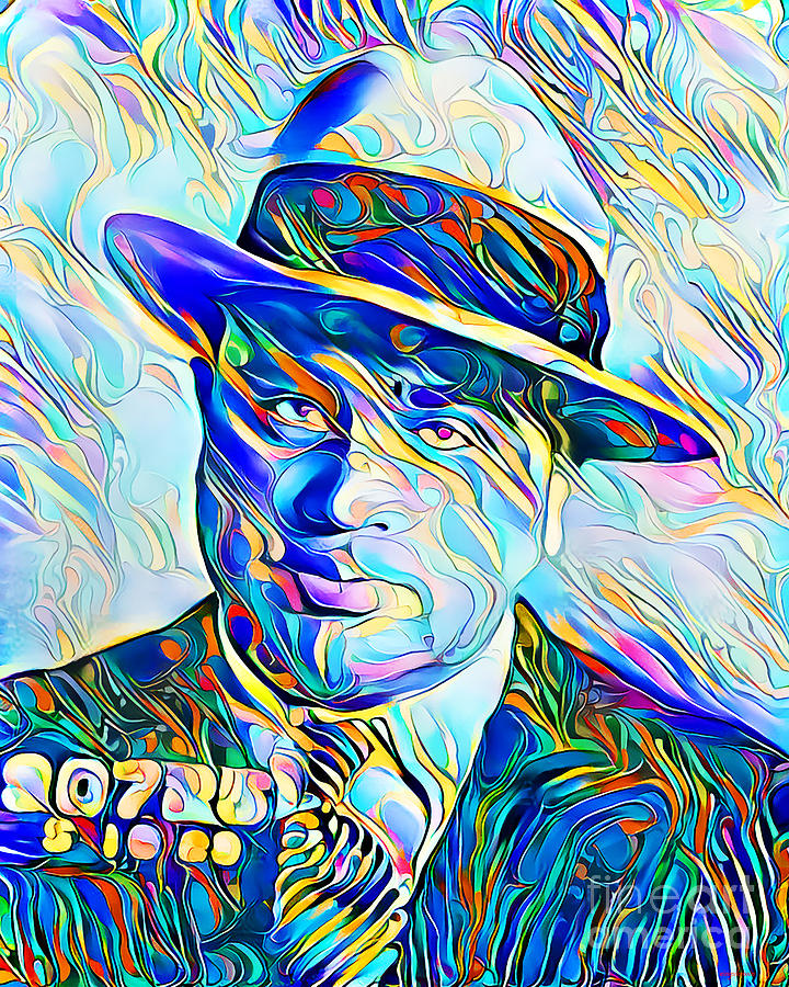 Al Capone Scarface Mafia Crime Boss in Vibrant Painterly Wavy Colors 20200523a Photograph by Wingsdomain Art and Photography