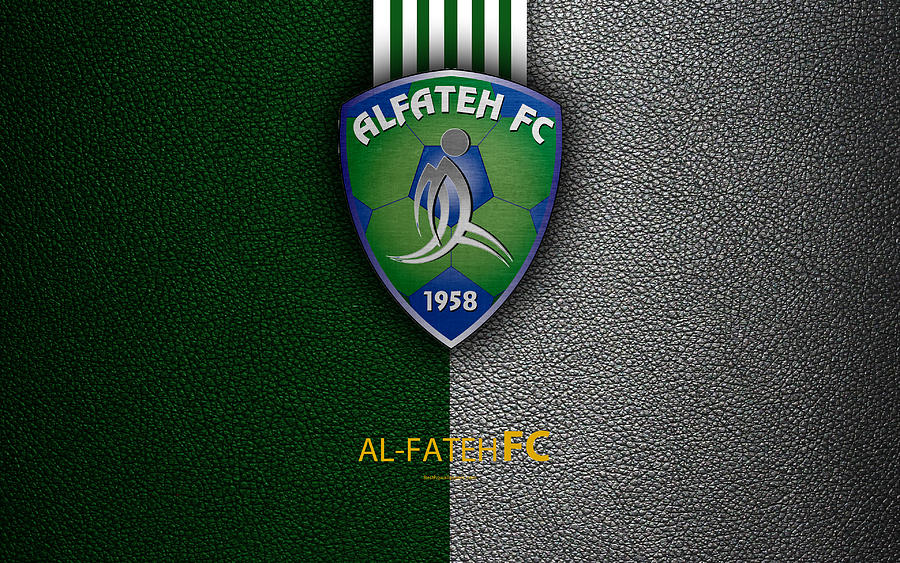 Al Fateh FC 4K Saudi Football Club leather texture logo green white ...