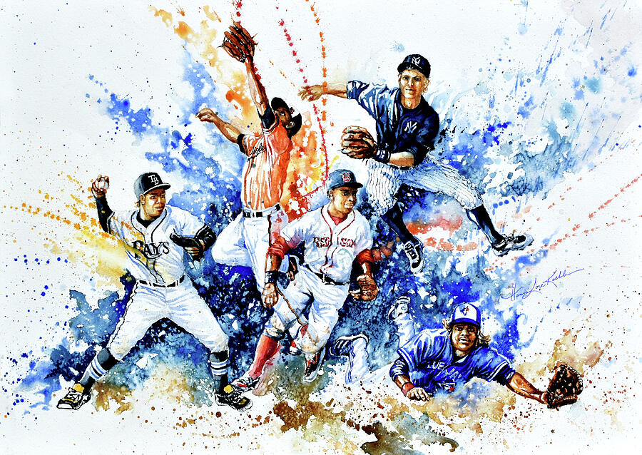 Boston Red Sox Painting - AL Fielders In The Zone by Hanne Lore Koehler