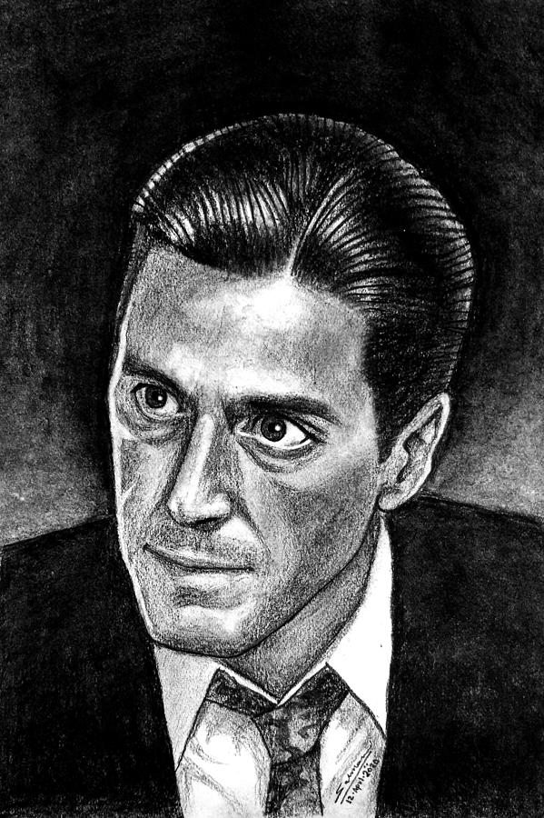 Al Pacino bw Drawing by Salman Ravish