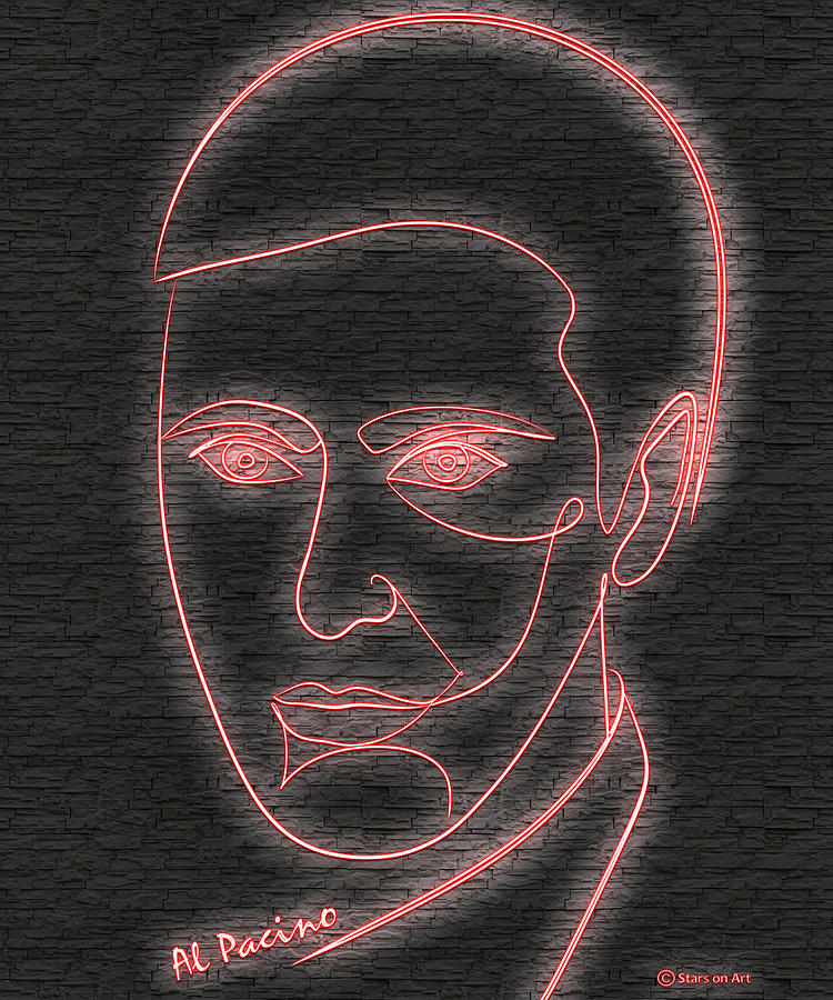 Al Pacino neon portrait Digital Art by Movie World Posters