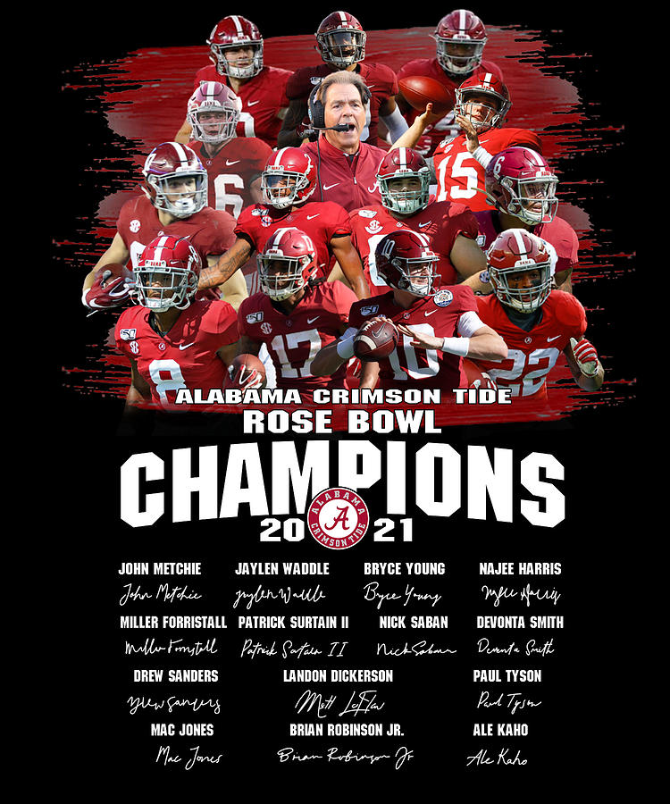 Alabama Crimson Tide Rose Bowl Champions 2021 Signatures Digital Art By ...