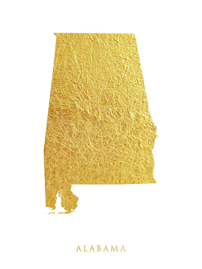Alabama Map Digital Art - Alabama Gold Map #41 by Michael Tompsett