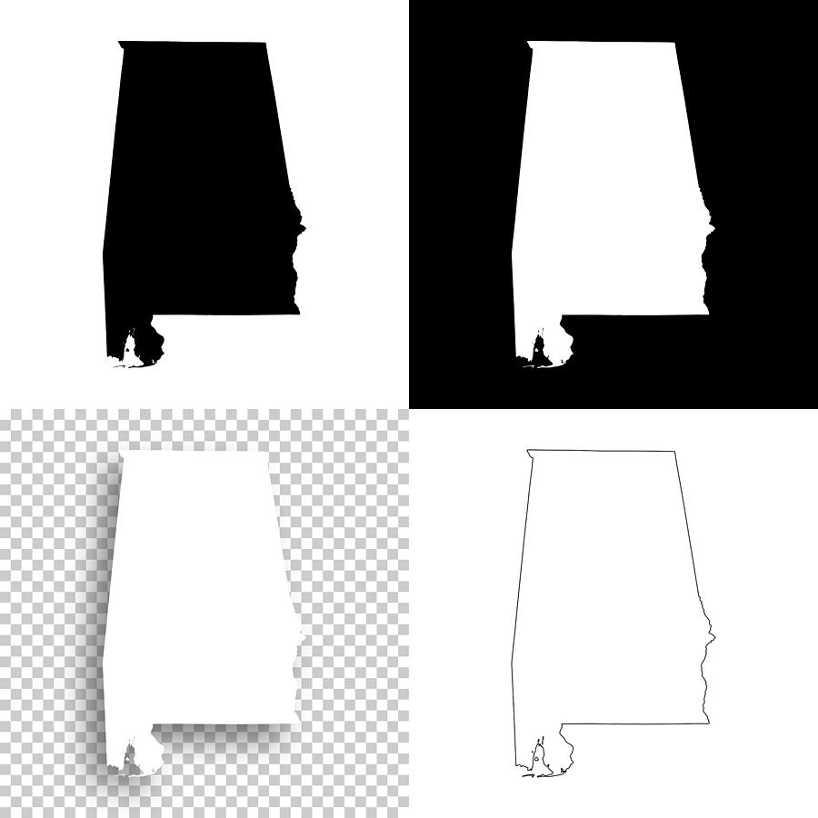 Alabama maps for design - Blank, white and black backgrounds Drawing by Bgblue