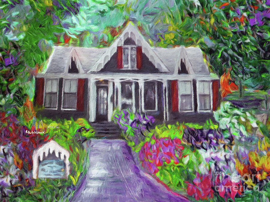 1854 Gothic Revival - The Webster House Painting by Linda Weinstock
