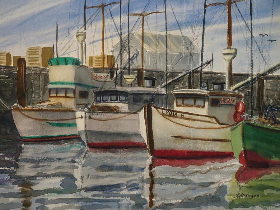 Alameda Fishing Fleet  Painting by Sally McKirgan