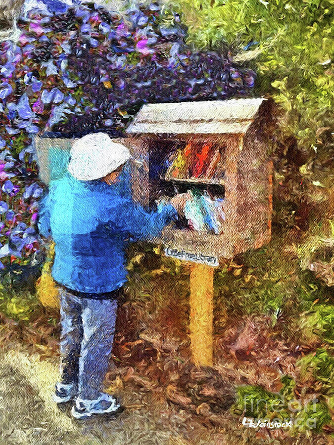 Alameda Little Free Library Painting by Linda Weinstock