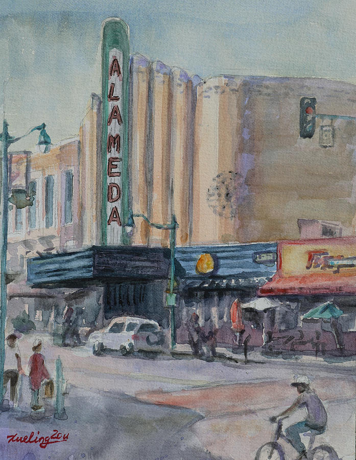 Alameda Theater Painting by Xueling Zou