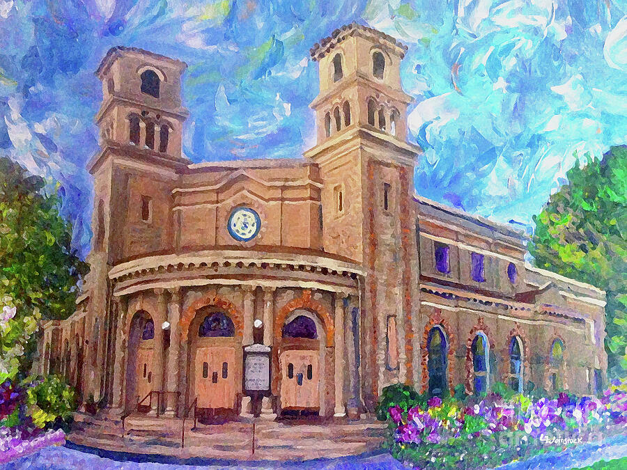 Architecture Painting - Twin Towers United Methodist Church  by Linda Weinstock