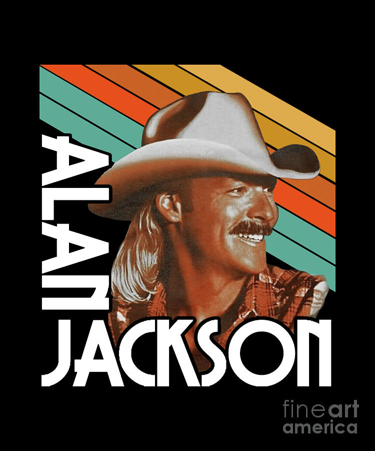 Johnny Cash Digital Art - Alan Jackson Vintage Retro Country FanArt Tribute by Notorious Artist