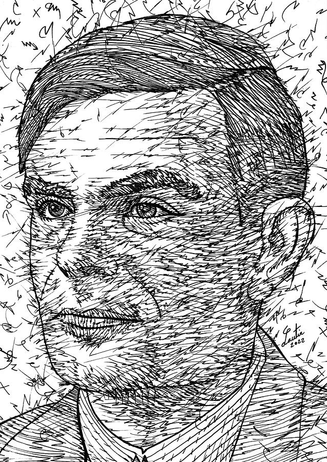 ALAN TURING ink portrait .1 Drawing by Fabrizio Cassetta - Fine Art America