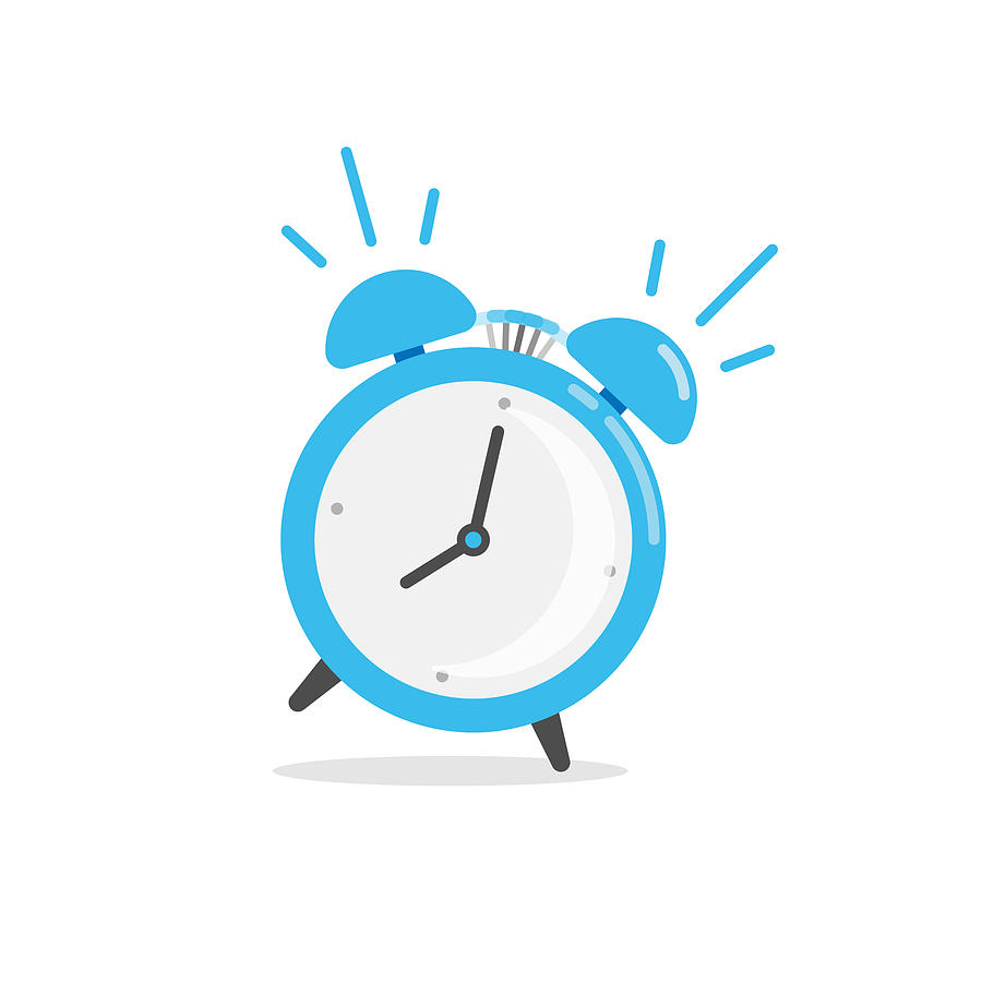 Alarm Clock Icon. Wake Up Time Vector Design on White Background. Drawing by Designer29