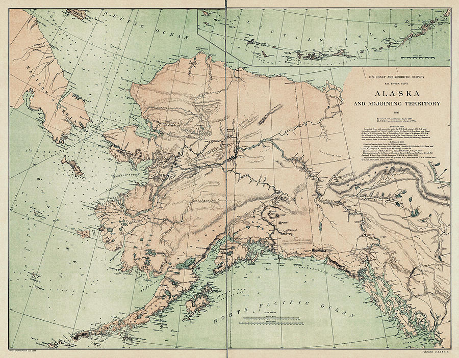 Alaska Map Photograph - Alaska and Adjoining Territory Vintage Map 1887 by Carol Japp