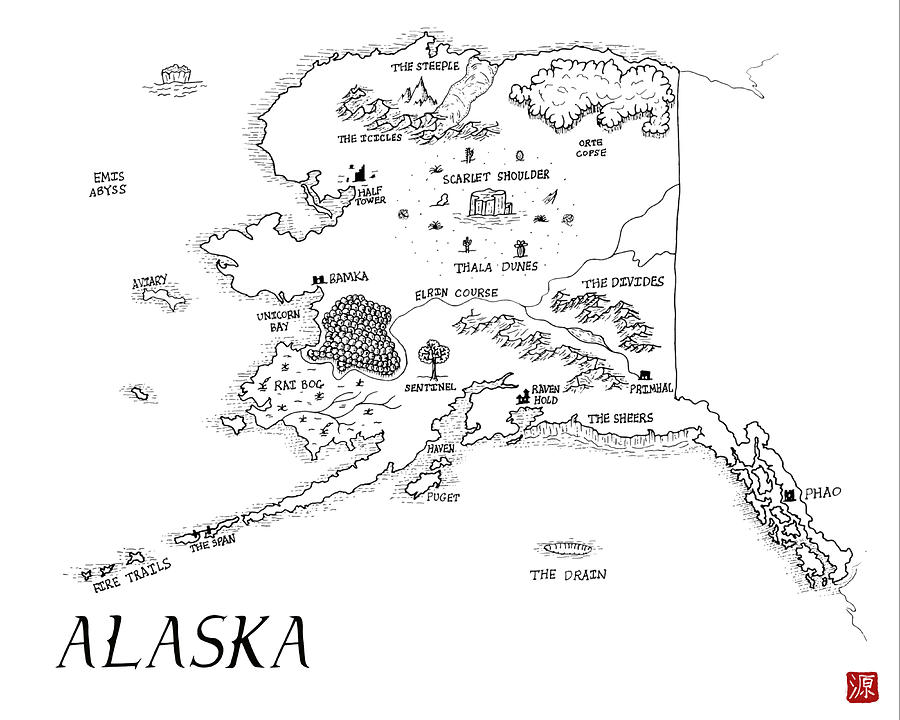 Alaska As A Fantasy Map Black And White Alda Yuan 