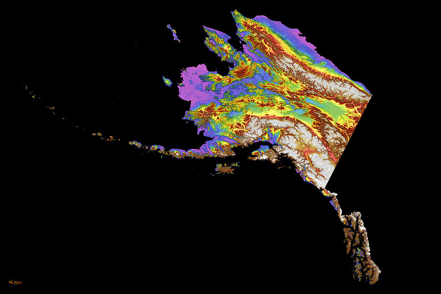 Alaska Color Elevation Map Digital Art by Sterling Loetz - Fine Art America