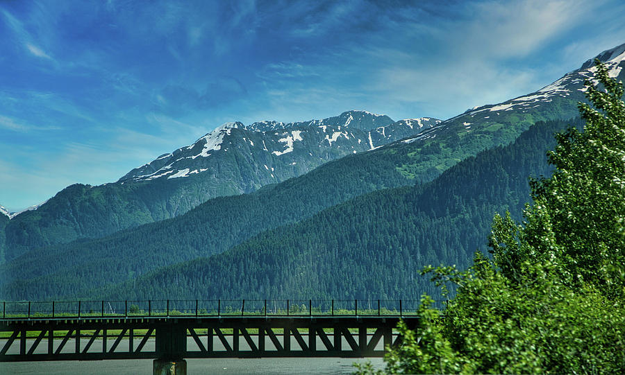Alaska Hwy 1 Bridge Crossing Train Mountains  Photograph by Chuck Kuhn