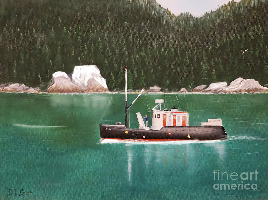 Alaska Inside Passage Fishing Boat Painting by Doug Gist