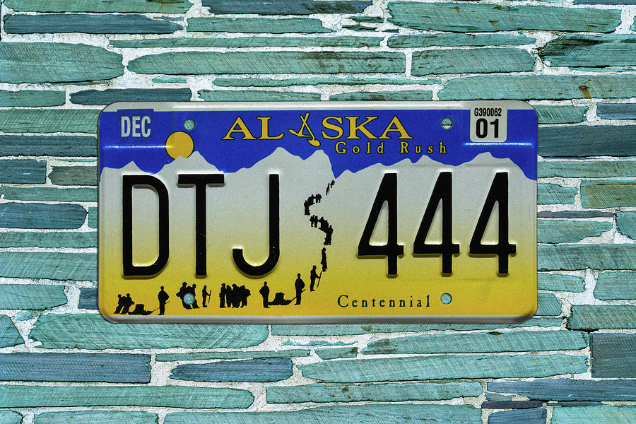 Alaska License Plate Gold Rush Photograph by Enzwell Designs - Fine Art ...