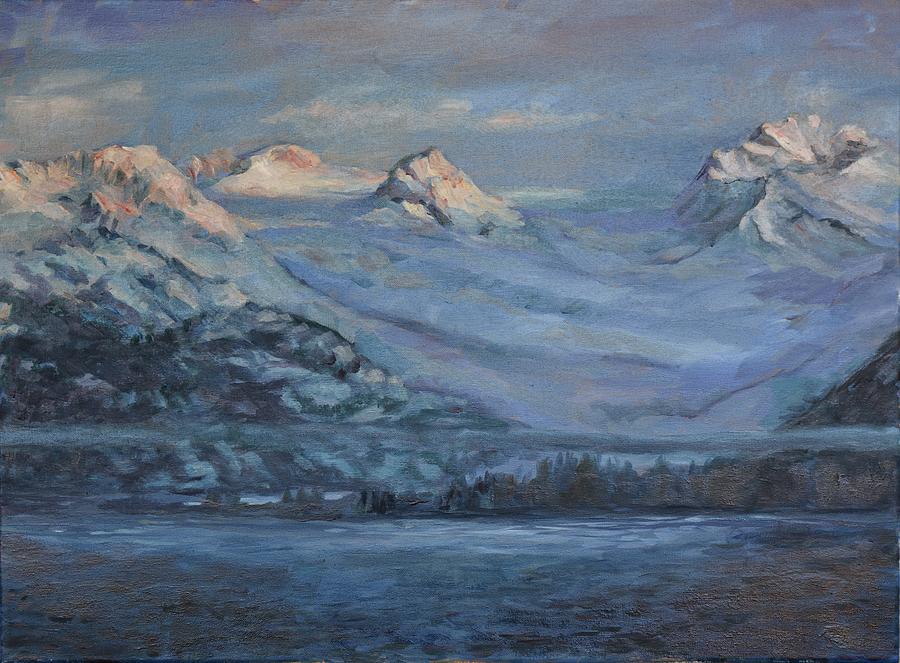 Alaska Mountain Across Homer Spit Painting by David Dorrell