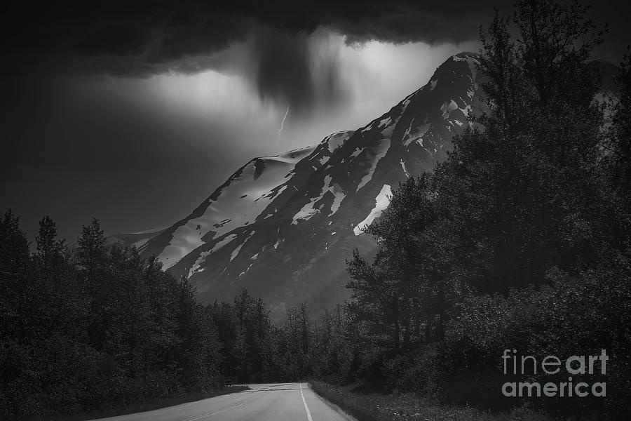 Alaska Road to Seward Black White  Photograph by Chuck Kuhn